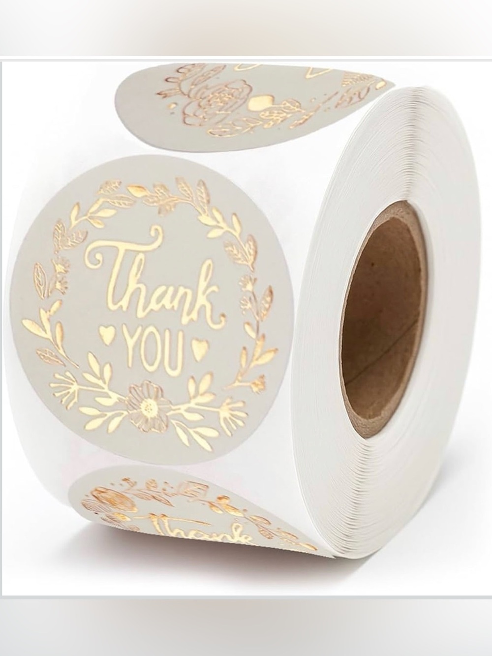 Gold Foil 'Thank You' Round Sticker 500 Pcs Roll
